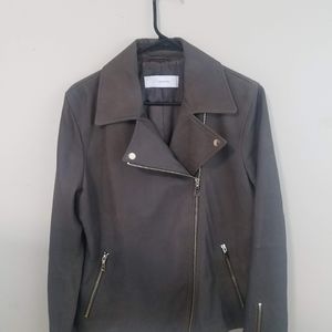 Leather coat - mud color - trendy - edgy motto